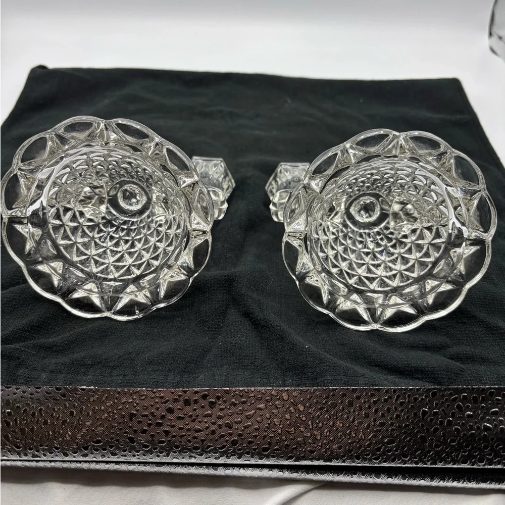 Vintage pair Imperial dbl. arm glass candle holders.